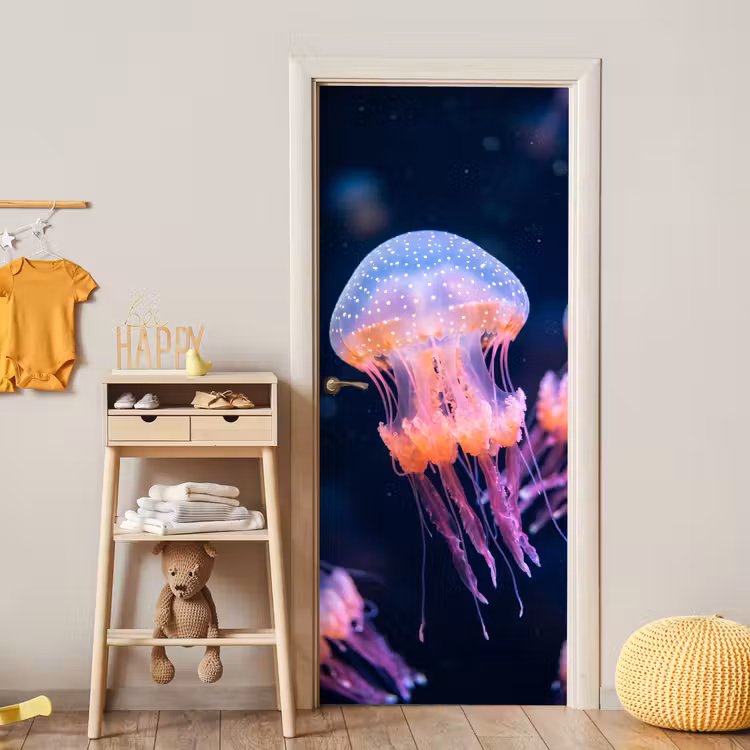 Dier - Onderwater - Natuur - Roze - Mysterieus deurposter klein -sfeer4
