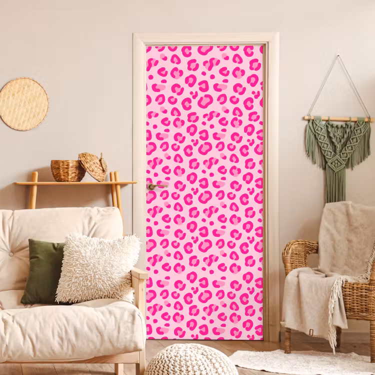 Dierenprint - Patroon - Abstract - Modern - Roze deurposter klein -sfeer2