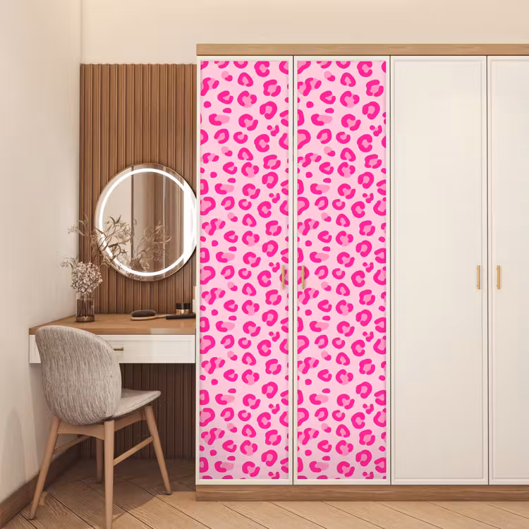 Dierenprint - Patroon - Abstract - Modern - Roze deurposter klein -sfeer3