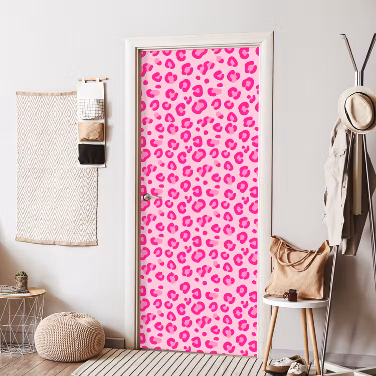 Dierenprint - Patroon - Abstract - Modern - Roze deurposter klein -sfeer6