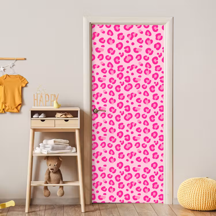 Dierenprint - Patroon - Abstract - Modern - Roze deurposter klein -sfeer4