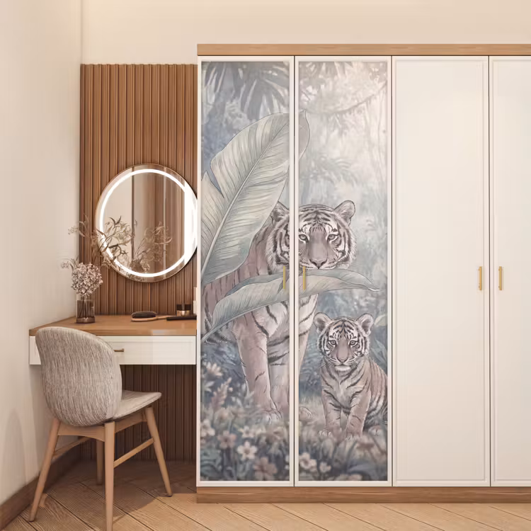 Tijger - Welp - Jungle - Illustratie - Dieren deurposter klein -sfeer3
