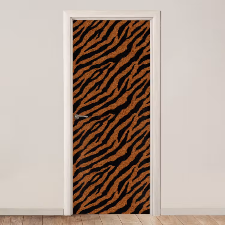 Tijger - Vacht - Zwart deurposter klein 289 -3d_beige