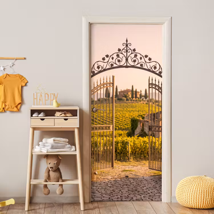 Poort - Landschap - Platteland - Zonlicht - Warm deurposter klein -sfeer4