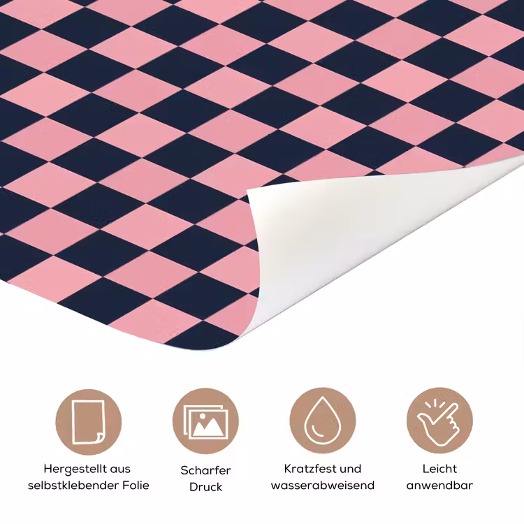 Traditioneel - Patroon - Blauw - Roze deurposter klein 289 -tcloseup_DE