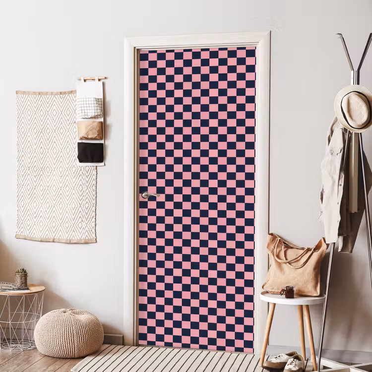 Traditioneel - Patroon - Blauw - Roze deurposter klein 289 -sfeer6