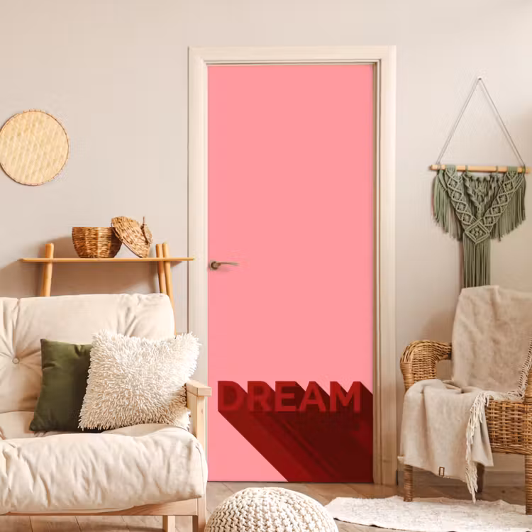 Dream - 3D - Rood - Roze deurposter klein -sfeer2