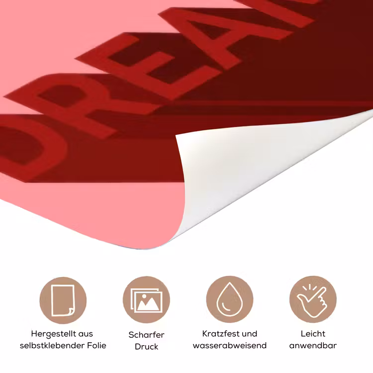 Dream - 3D - Rood - Roze deurposter klein -tcloseup_DE