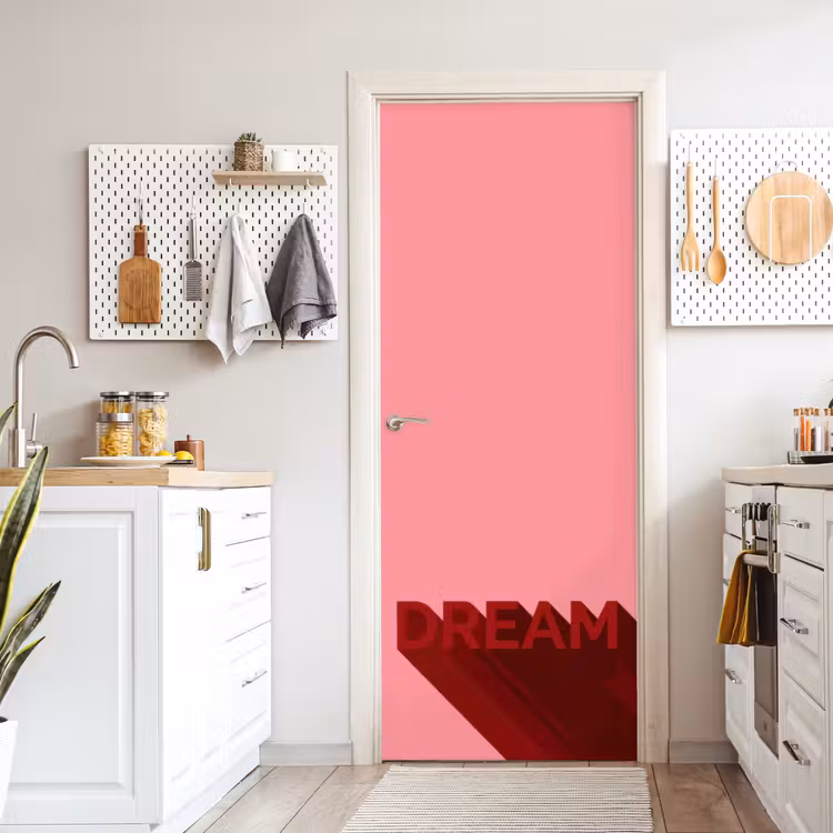 Dream - 3D - Rood - Roze deurposter klein -sfeer5