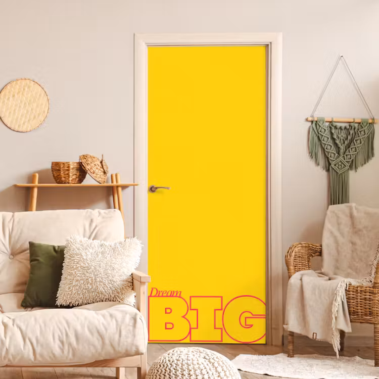 Dream big - Geel - Grafisch deurposter klein -sfeer2
