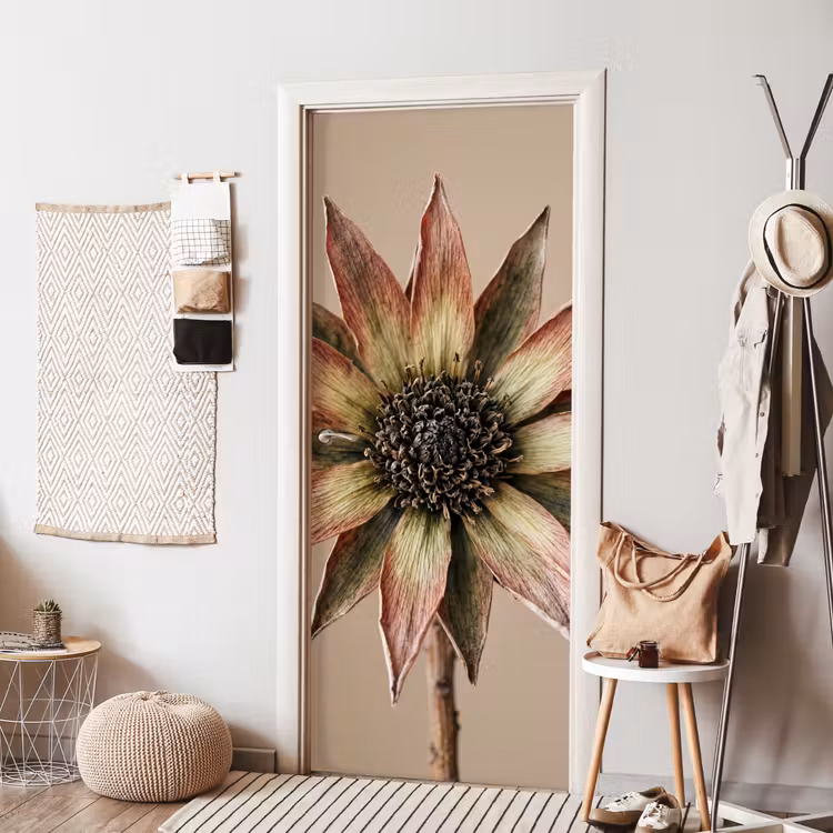 Droogbloem - Protea - Vintage - Beige - Rustiek deurposter klein -sfeer6