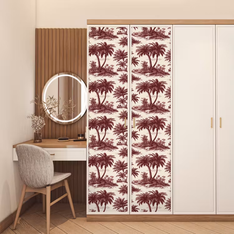 Tropisch - Geometrisch - Bordeauxrood deurposter klein 289 -sfeer3