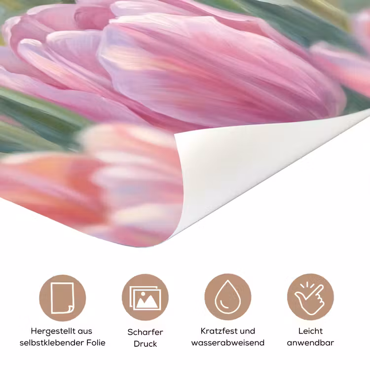 Tulpen - Veld - Lente - Roze deurposter klein -tcloseup_DE