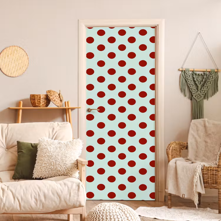 Polka - Dots - Rood deurposter klein 289 -sfeer2