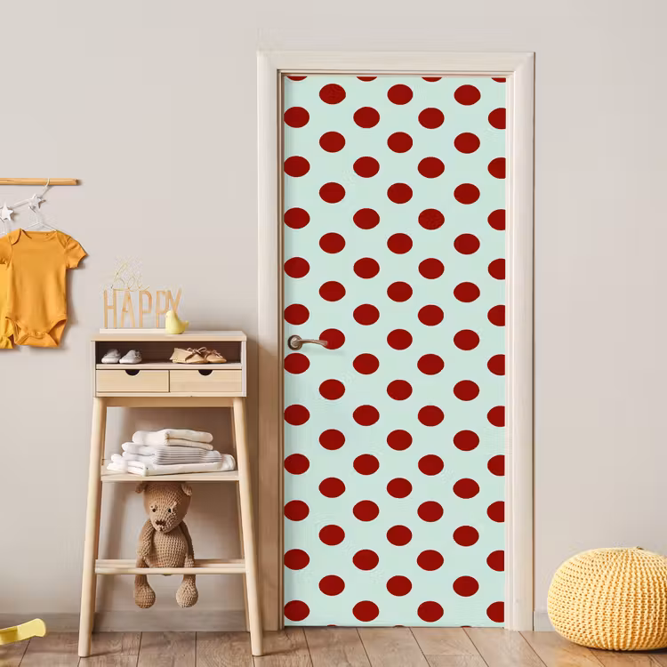 Polka - Dots - Rood deurposter klein 289 -sfeer4