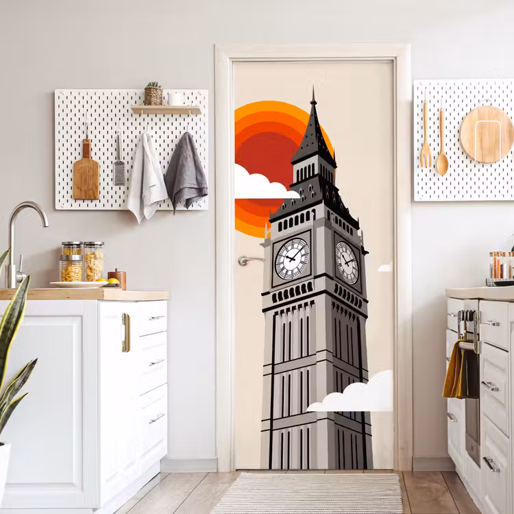 Toren - Klok - Londen - Architectuur - Retro deurposter klein -sfeer5