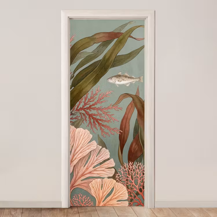Onderwater - Planten - Vis - Vintage - Groen deurposter klein -3d_beige