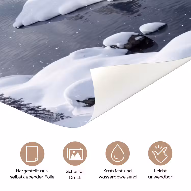 Sneeuwlandschap - Bergen - Rivier - Winter deurposter klein -tcloseup_DE