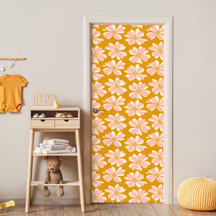 Vintage - Bloemen - Okergeel deurposter klein 289 -sfeer4