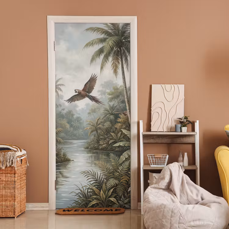 Vogel - Vliegend - Tropisch - Landschap - Klassiek deurposter klein -sfeer1