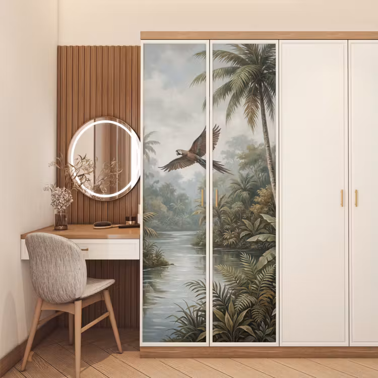 Vogel - Vliegend - Tropisch - Landschap - Klassiek deurposter klein -sfeer3