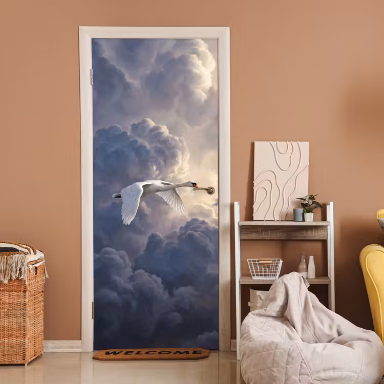 Vogel - Vliegend - Natuur - Wit - Wolken deurposter klein -sfeer1