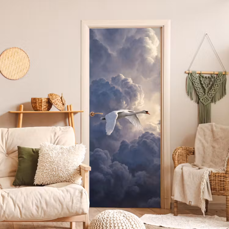 Vogel - Vliegend - Natuur - Wit - Wolken deurposter klein -sfeer2