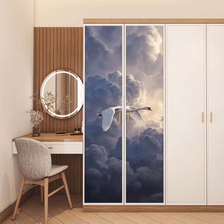 Vogel - Vliegend - Natuur - Wit - Wolken deurposter klein -sfeer3
