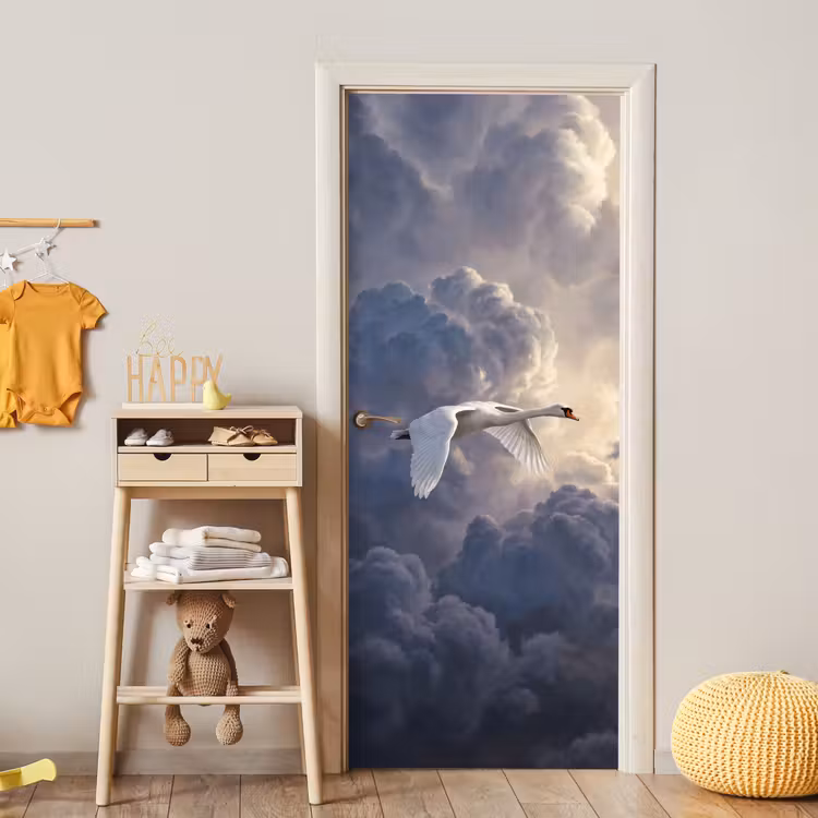 Vogel - Vliegend - Natuur - Wit - Wolken deurposter klein -sfeer4