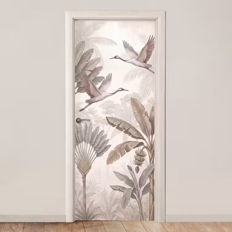 Vogel - Tropisch - Jungle - Natuur - Beige deurposter klein -3d_beige
