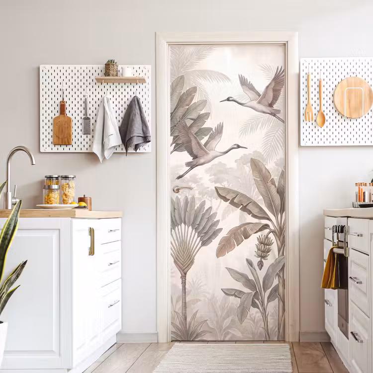 Vogel - Tropisch - Jungle - Natuur - Beige deurposter klein -sfeer5