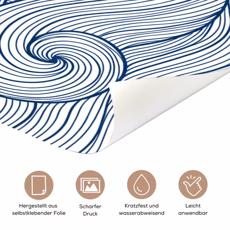 Walvis - Staart - Golven - Lijntekening - Blauw deurposter klein -tcloseup_DE