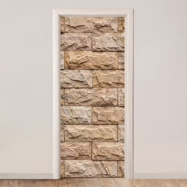 Muur - Steen - Ruw - Textuur - Beige deurposter klein -3d_beige