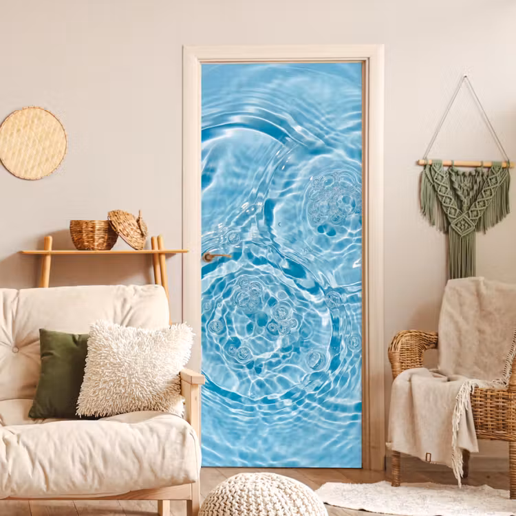 Water - Blauw - bubbels deurposter klein -sfeer2