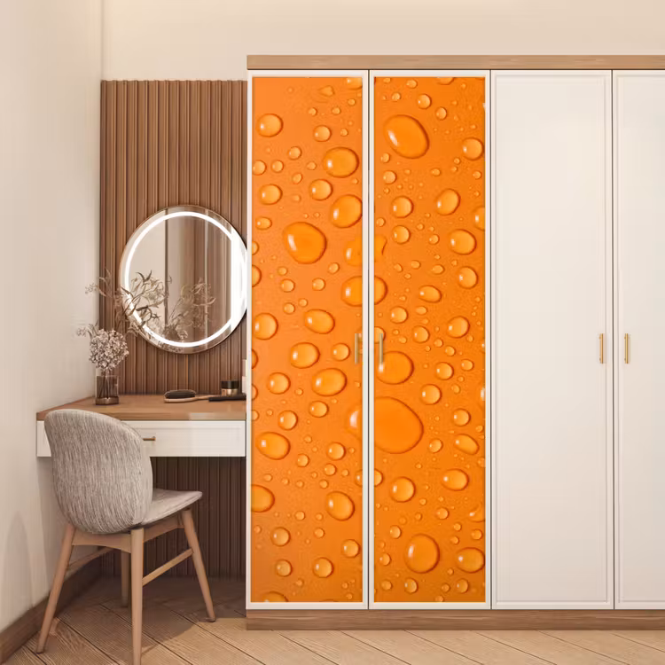 Water - Druppels - Oranje deurposter klein -sfeer3