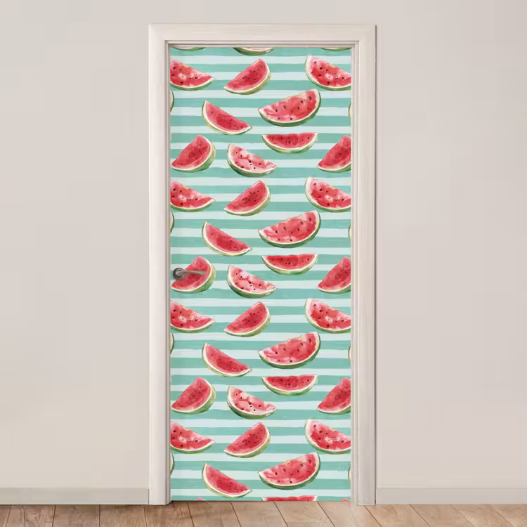 Watermeloen - Strepen - Groen deurposter klein 289 -3d_beige