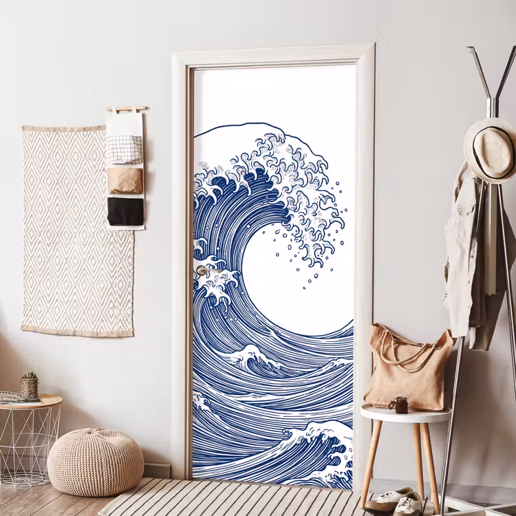 Golf - Japans - Zee - Illustratie - Blauw deurposter klein -sfeer6