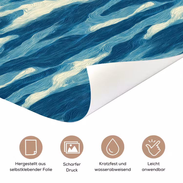 Golven - Abstract - Patroon - Blauw - Wit deurposter klein 289 -tcloseup_DE