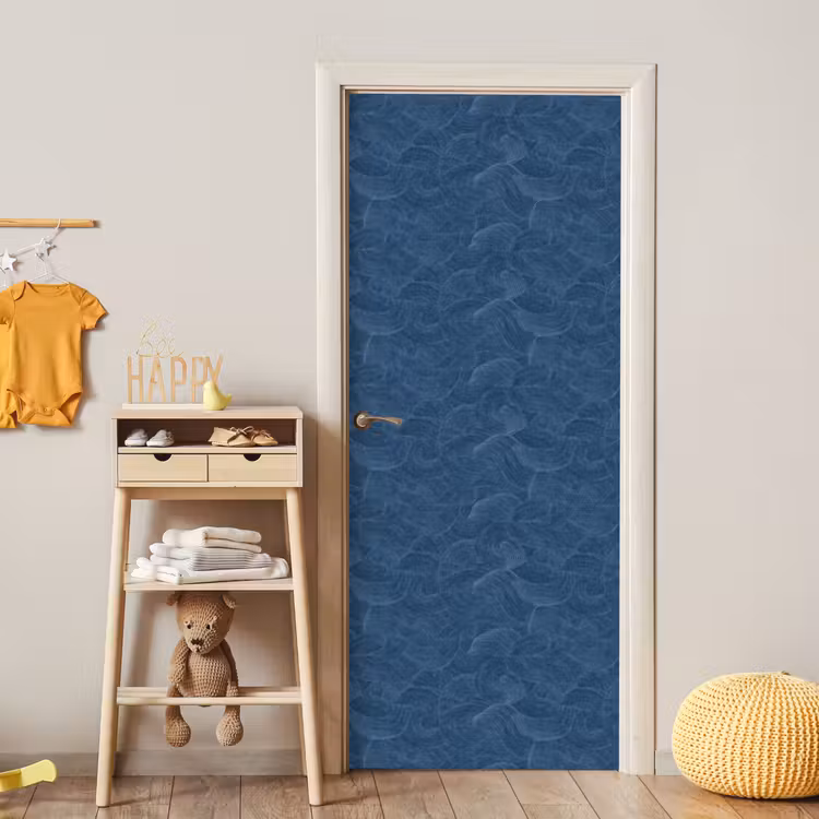 Golven - Textuur - Patroon - Blauw deurposter klein 289 -sfeer4