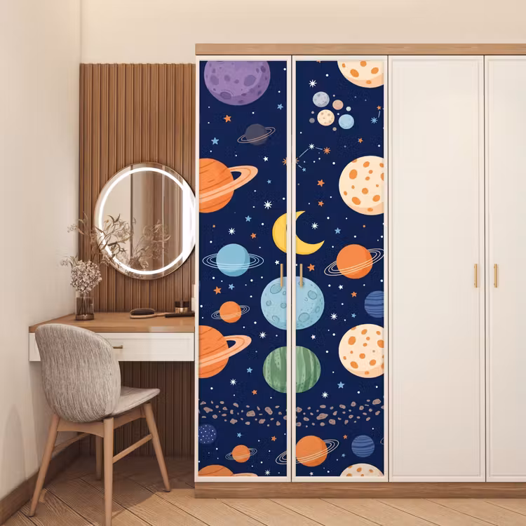 Ruimte - Planeten - Kleurrijk deurposter klein -sfeer3