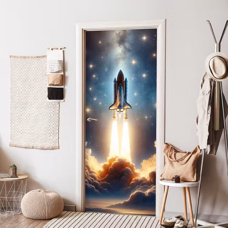 Ruimtevaart - Raket - Space - Sterren deurposter klein -sfeer6