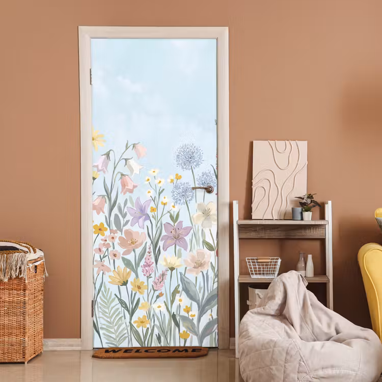 Weidebloemen - Illustratie - Kleurrijk deurposter klein -sfeer1