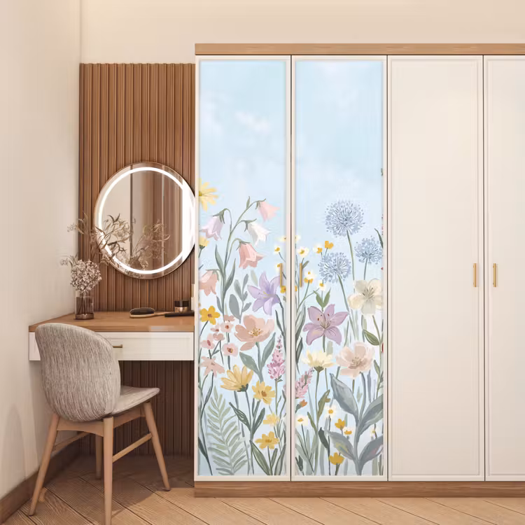Weidebloemen - Illustratie - Kleurrijk deurposter klein -sfeer3