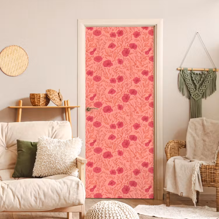 Weidebloemen - Romantisch - Roze deurposter klein 289 -sfeer2