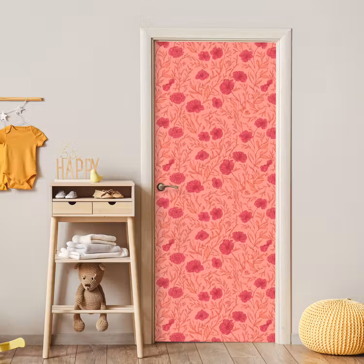 Weidebloemen - Romantisch - Roze deurposter klein 289 -sfeer4