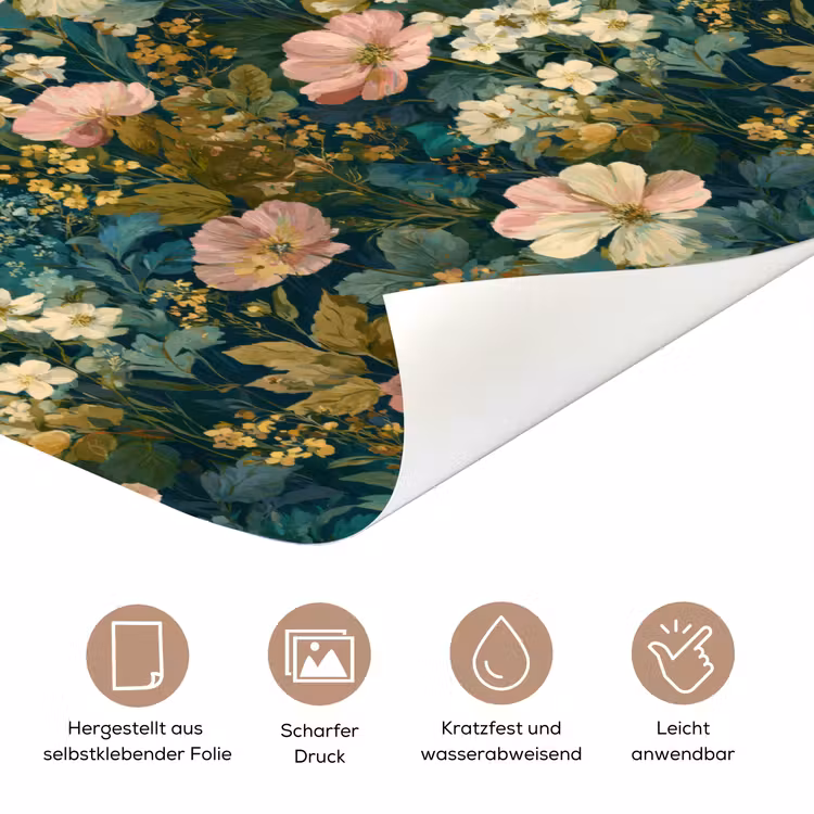Wilde bloemen - Botanisch - Patroon - Roze - Romantisch deurposter klein 289 -tcloseup_DE