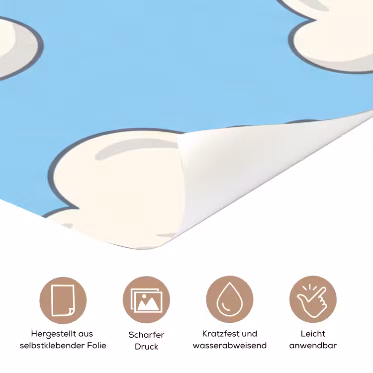 Wolk - Cartoon - Lucht - Blauw - Wit deurposter klein -tcloseup_DE