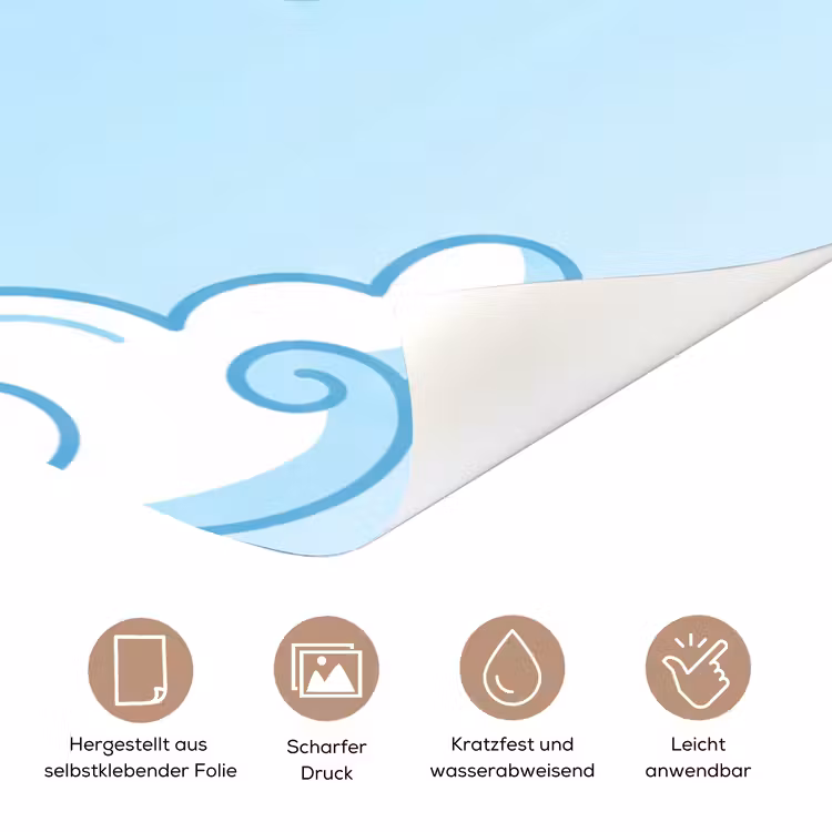 Wolk - Lucht - Cartoon - Blauw - Wit deurposter klein -tcloseup_DE