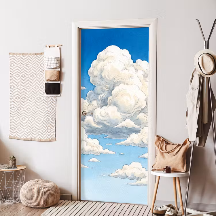 Wolken - Blauwe lucht - Natuur - Modern - Wit deurposter klein -sfeer6