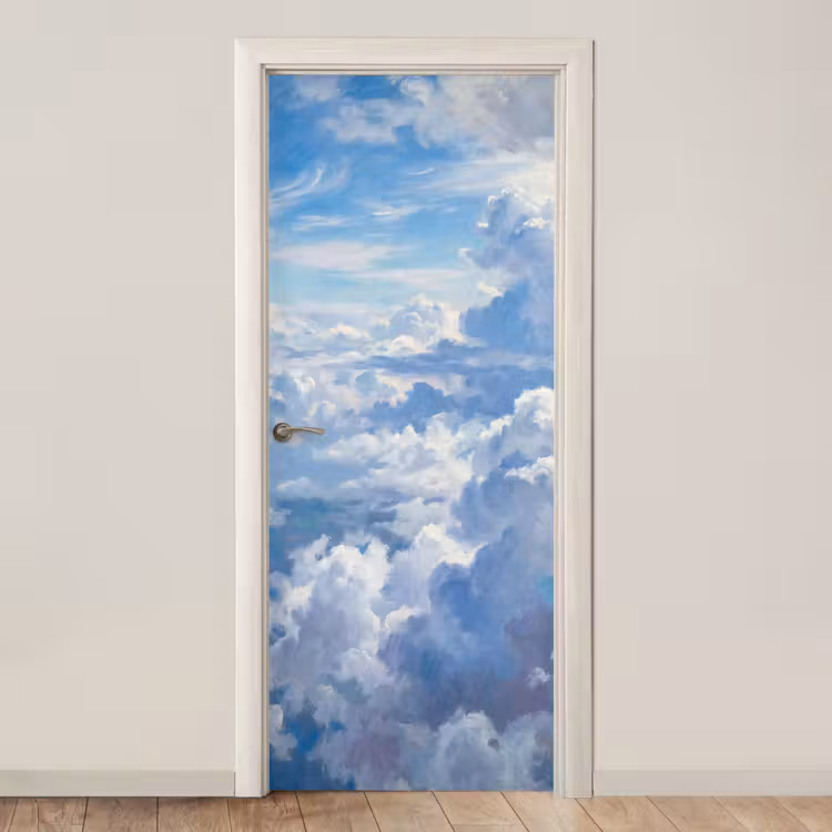 Wolken - Lucht - Natuur - Abstract - Blauw deurposter klein -3d_beige